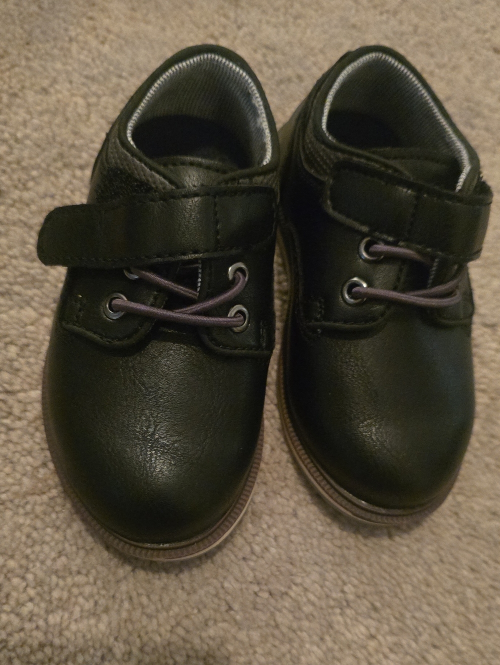 Jumping Beans Black/Grey Boys' Dress Shoes with Hook-and-Loop Strap